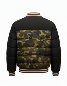 Chaqueta Bomber Acolchada de Camuflaje para Hombre al por Mayor con Capucha, Cremallera, Ribetes Acanalados, Estilo Urbano, Impermeable, Transpirable, de Algodón - Product Image 3