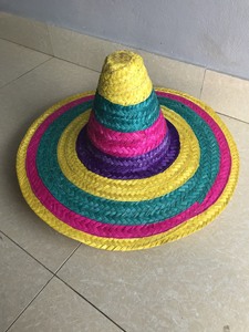 Vietnam natural Straw Bucket <b>Hat</b> With Red <b>Band</b> And Skull Embroidery Patch For Adults Unisex Summer Outdoor Wear - Product Image 4