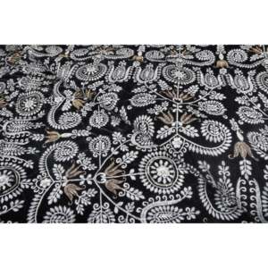 Tissu en velours brodé épais au mètre, 54 pouces de large, motif Paisley noir uni pour rembourrage de canapé - Product Image 2