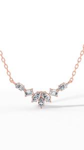 สร้อยคอเพชรเม็ดมรกตและมาร์คีส์ทรงแฟนซี ผลิตในห้องปฏิบัติการ ทอง 14K ไร้สี VVS จี้ดีไซน์จากธรรมชาติ พร้อมสายสร้อย - Product Image 3