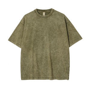 Oversized 100% Cotton <b>Knitted</b> Men's T-Shirts Custom Acid Washed T-Shirts Short Sleeves - Product Image 3