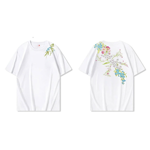 เสื้อยืดผ้าฝ้ายแขนสั้นพิมพ์ลายดอกไม้คอกลมสำหรับผู้ชายเสื้อถักแบบลำลองระบายอากาศได้ดี - Product Image 4