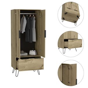 Armadio in legno di quercia chiara con 2 porte e 1 cassetto eleganti mobili per la casa - Product Image 4