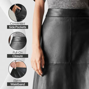 Falda Midi de Piel Sintética para Mujer, Cintura Alta, Elástica, de PU, para Oficina y Casual 2026 - Product Image 2