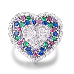 ZAWO HOUSE Elegant Baguette Cut VVS1 Moissanite Diamond 925 Silver Luxury Unisex Everyday Wear <b>Heart</b> <b>Shape</b> Timeless Design Ring - Product Image 1