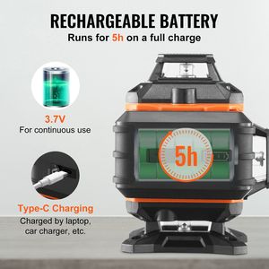 Niveau laser vert auto-nivelant 4 x 360 degrés de 100 pieds, 16 lignes, étanche IP54, télécommande, niveaux laser auto-nivelants manuels - Product Image 4