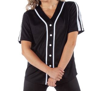 เสื้อกีฬาผู้หญิงคุณภาพสูง ระบายอากาศ แห้งเร็ว ผลิตจากโพลีเอสเตอร์ 100% คอวี สำหรับแฟนเบสบอลและซอฟต์บอล สามารถปรับแต่งได้ - Product Image 3