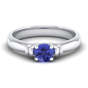 Bague solitaire pour femme REYES, nouveau design, or 14 carats, pierre de tanzanite ronde de 0,5 carat, certifiée GRA, bijoux en moissanite. - Product Image 5