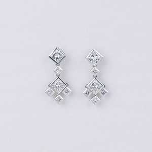 Moissanite Princess Cut <b>Dangle</b> Drop <b>Earrings</b> with Modern Square 925 <b>Silver</b> Fine Romantic Jewelry for Women's Engagement Gift - Product Image 1