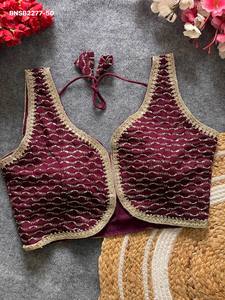 Fournisseur de Blouses de Créateur en Soie Vichitra à la Mode avec Sequins et Dentelle, Origine Inde, Mode Féminine - Product Image 6