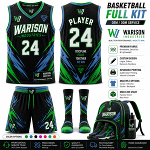 Warison Industries Custom Basketball Uniform Set Sublimation Print Unisex Adult Jersey Short Socks Backpack Set - Product Image 2
