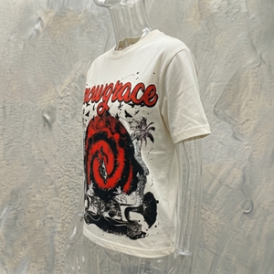 T-shirt à manches courtes pour homme Snowgrace avec motif en spirale rouge imprimé, jersey en coton, décontracté, col rond, coupe classique - Product Image 4