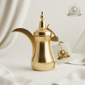 Cafetera Árabe Plateada con Banda Dorada, Dallah Tradicional, Servidor de Té Islámico de Metal, Jarra de Bebidas de Lujo de Oriente Medio - Product Image 2