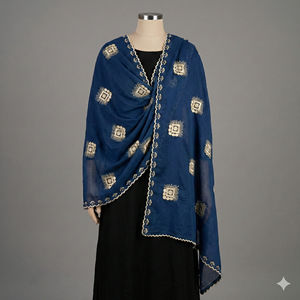 Hijab en Chiffon Brodé avec Strass – Châle Floral pour Femmes Musulmanes en Gros - Product Image 4