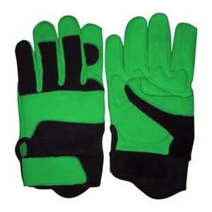 Gants à doigts complets en cuir antidérapants pour l'extérieur unisexe toutes saisons avec fermeture auto-agrippante jaune noir - Product Image 3