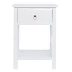 FCH Modern White Nightstand with 1 Drawer and <b>Storage</b> Shelf Contemporary End <b>Table</b> and <b>Side</b> <b>Table</b> - Product Image 1