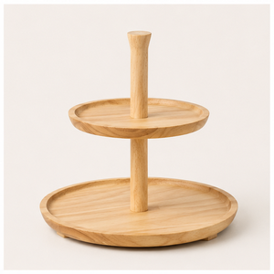 Eco-Friendly 2-<b>Tier</b> Acacia Wood <b>Cake</b> Stand Tiered Cupcake Display for Weddings & Parties Natural Wood Pastry Serving Tray - Product Image 4