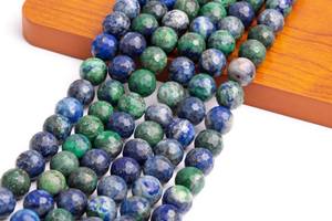 Cuentas sueltas redondas microfacetadas de azurita verde y azul para la fabricación de joyas, pulseras, collares y bricolaje. - Product Image 5