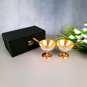 Hot Selling Polished Brass Ice Cream Bowl Eco-Friendly Dishwasher Safe Best Gift Packaging <b>Dinnerware</b> - Product Image 1