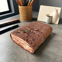 Nouveau carnet à couverture rigide en cuir NEE-DEKBROWN, reliure cousue, motif floral de jardin, bordure vintage, pages non lignées en coton, 100 feuilles