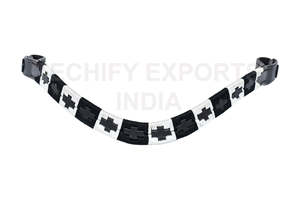 Fronture de cheval en cuir tressé noir et blanc sur mesure, pour bride anglaise et équipement équestre western - Product Image 4