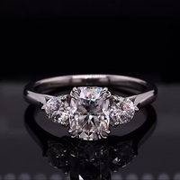 Bague de fiançailles pour femme en or massif 14 carats avec diamant naturel taille brillant 1,86 carat H VS2 et 3 pierres latérales naturelles certifiées classiques