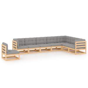 Grand ensemble de salon modulaire en pin naturel, mobilier de jardin robuste en pin - Product Image 1