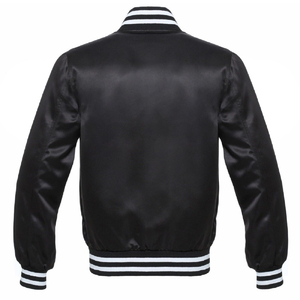 Chaqueta de Béisbol Varsity Azul Rey de Satén con MOQ Bajo, Chaqueta de Béisbol Blanca Personalizada para Hombre de Secado Rápido, Chaqueta Letterman 100% Poliéster - Product Image 2