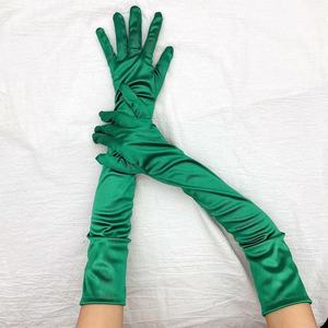Gants de mariage élégants en satin sur mesure de 55 cm pour femmes et filles, disponibles en blanc, vert, noir, violet pour événements et danse - Product Image 5