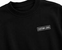 Sweat-shirt polaire noir pour homme 400 GSM, coupe ample, couleur unie, logo personnalisé imprimé sur le devant, poche, décontracté, hiver