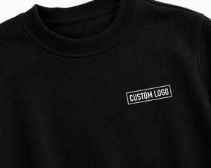 Sudadera de punto para hombre de 400 GSM, negra, con cuello alto, ajuste holgado, color liso, con logo personalizado impreso frontalmente, bolsillo, informal, para invierno, MOQ bajo - Product Image 4