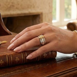 Wholesale 18K Gold Plated Stainless Steel Layered Zircon <b>Rings</b> for Boutique - Product Image 3