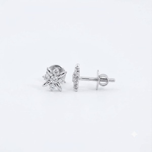 Pendientes de Diamantes Florales en Forma de Estrella VB-06SR, Oro Blanco Sólido de 18K, CVD HPHT, Diamante Cultivado en Laboratorio de 1.5CT, D VS1, Joyería para Mujer - Product Image 5