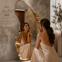 Miroir mural abstrait doré de luxe, miroir décoratif irrégulier moderne, miroir artistique avec cadre en métal, miroir d'appoint pour salon et chambre à coucher