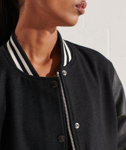 Vestes d'université en laine de meilleure qualité pour femmes avec manches en cuir Collection d'hiver Street Wear Vestes d'université pour femmes - Product Image 3