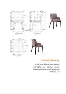 VIAMOS Wood Quiet Dining Table Set 12 Seater Luxury Wooden Dining Furniture Fabric Alaska-11 - Linen <b>Upholstery</b> Chair - Product Image 5