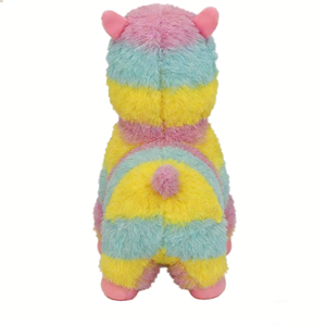 Alpaca de peluche personalizada en colores pastel, lama de peluche suave y esponjosa, juguete de alpaca con bloques de color. - Product Image 3