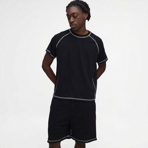 Ensemble de shorts et t-shirt en coton surdimensionné pour homme, taille plus, été, deux pièces - Product Image 1