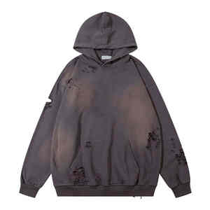 Sudadera con Capucha de Invierno para Hombre, Estilo Urbano, Personalizada, de Fieltro Grueso, con Estampado Desgastado, Servicio OEM, Diseño de Moda - Product Image 1