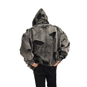 Pulls à capuche surdimensionnés pour hommes en molleton 100% coton, imprimés numériquement à carreaux, effet soleil délavé, lourds, délavés à l'acide et usés, vente en gros - Product Image 3