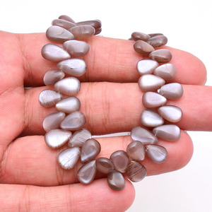 Perles de pierre de lune naturelle marron foncé chocolat, forme poire lisse, taille 5x8mm-8x12mm, qualité AAA, pierres précieuses pour bijoux. - Product Image 3