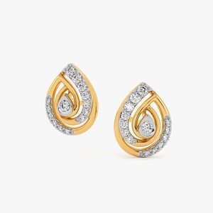 Pendientes de Oro Amarillo con Diamantes Cultivados en Laboratorio en Forma de Pera en Espiral - Product Image 2