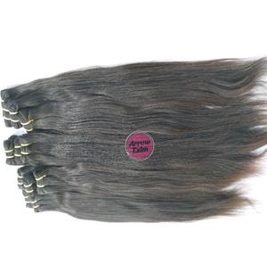 Mèches de cheveux Remy indiennes courtes, alignées sur les cuticules, double tirage, noir naturel - Product Image 2