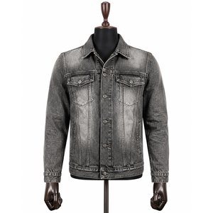Chaqueta vaquera vintage para hombre, corte regular, cierre de botones, bordes deshilachados, lavado ácido, lavado a la piedra, 100% algodón orgánico, de secado rápido y transpirable. - Product Image 1