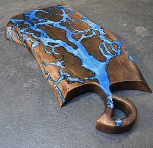 Planche à découper de luxe en résine et bois d'acacia, motif vague marine bleue, plateau de service en époxy, plateau à fromages et charcuteries, vente en gros - Product Image 2