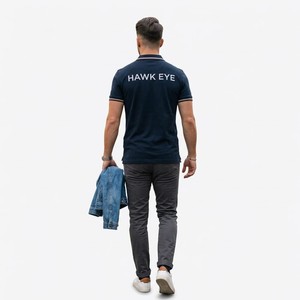 Chemise à manches courtes boutonnée unie pour homme Hawk Eye Sports, haute performance, tricotée, 100 % coton, 220 g, avec logo frontal, douce et respirante - Product Image 2