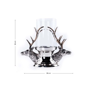 Portavelas de cristal DAANI INTERNATIONAL con forma de cabeza de reno, decoración navideña para mesa, hecho a mano, plateado. - Product Image 2