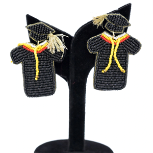 Unique Heart Statement <b>Earrings</b> Pink Bead Embroidery <b>Earrings</b> Custom Fashion Jewelry Clean <b>Back</b> Finishing for Durability <b>Earring</b> - Product Image 1