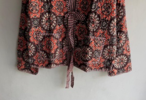Women's Bohemian <b>Floral</b> Print Quilted Kimono With <b>Tie</b> Closure Full Sleeve Casual Outerwear Standard Fit All Seasons gift for her - Product Image 5