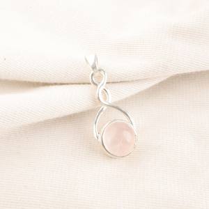 Rose Quartz Pendant 925 Sterling <b>Silver</b> Handmade Engagement Wedding Party Anniversary Gift for Her Elegant Necklace - Product Image 4